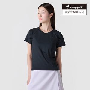 [르꼬끄공식] 여성 메쉬 배색 슬림핏 브이넥 티셔츠 (QQ122TRS32)