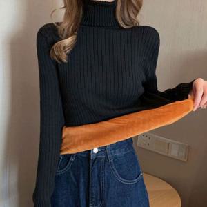 5컬러 캐주얼 여성 따뜻한 기모안감 목폴라 티셔츠