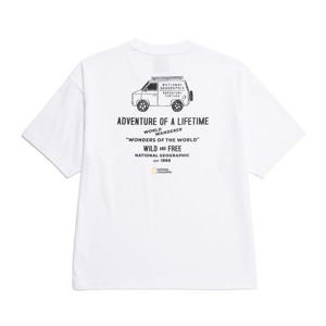 내셔널지오그래픽 N252UTS908 트레져 컨셉 올드밴 그래픽 세미오버핏 반팔 티셔츠 WHITE
