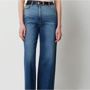 [시슬리] 워싱 디테일 밴딩 와이드 데님팬츠