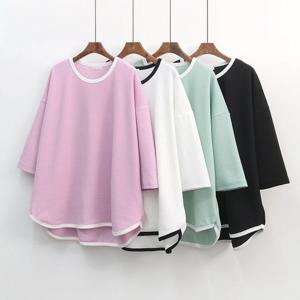 빅사이즈여성의류 G847L 더블배색언발반팔티 IL