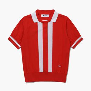 [르꼬끄골프] 여성 라인 포인트 반팔 카라 스웨터 (GQ122LKP32)