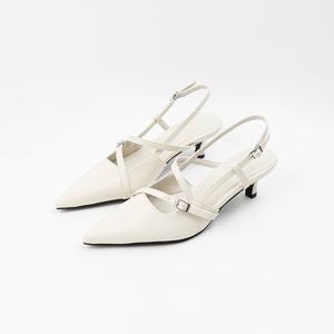[신난다슈]여성 슬링백힐 5cm 스틸레토 메리제인 슬링백 구두 펌프스힐 EF25610 아이보리
