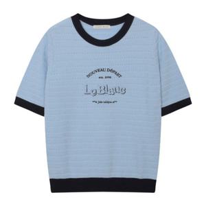 [르샵]25l3l22kpo020uu립배색 아트웍자수 펀칭 반팔니트