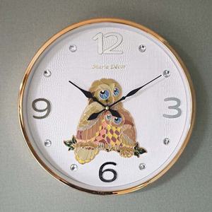 컬러블록 부엉이 심플벽시계 (골드)