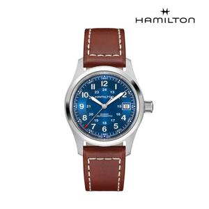 [해밀턴][공식] 해밀턴 카키필드 오토 38mm 블루 다이얼 가죽스트랩 시계 H70455540