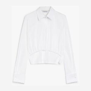 막스마라 크롭 화이트 버튼업 헴 셔츠 2511111072650 OW