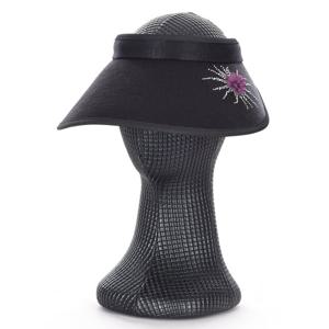 샵앤) 국산 여성 햇빛가림 오픈형 큐빅 꽃코사지 펄 썬캡 모자 KM-WH-0832-블랙
