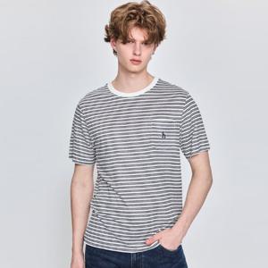헤지스남성 스트라이프 린넨 반팔 티셔츠 HZTS5B508OW