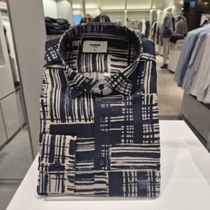 [레노마] 린넨100% 프린트 슬림핏긴팔남자셔츠RNSSL1145네이비