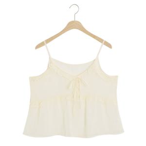 샵앤) 여성 쉬폰 리본 프릴 레이어드 시스루 뷔스티에 조끼 SOM-WVS-20551-베이지