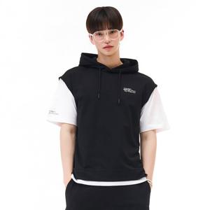 [체이스컬트][본사]남성 레이어드 후드 반팔 티셔츠-EBRK5812D03