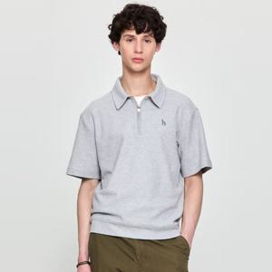 헤지스남성 허니콤 조직 카라집업 반팔 맨투맨티셔츠 HZTS5B607G2