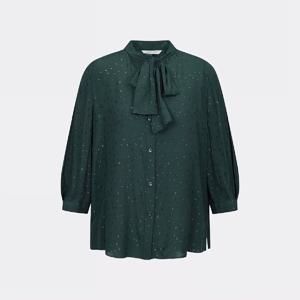 [캐리스노트]24년 봄 여름 데일리룩 타이 블라우스 그린 CN4MBL410-GB