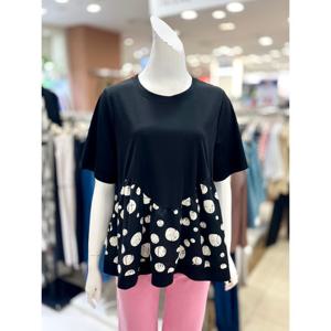 [트리아나]밑단 프린트 배색 라운드 블라우스 AL2BA34