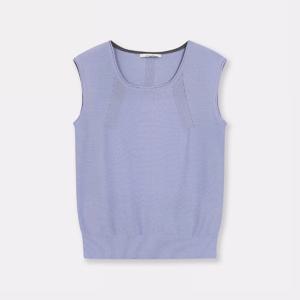 [캐리스노트]23년 봄 여름 데일리룩 베이직 스퀘어넥 니트 베스트 블루 CN3MKT007-GB