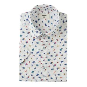 [레노마(셔츠)][레노마]바다모티브 프린트 리플 반소매 일반핏RPUSG1-275WH