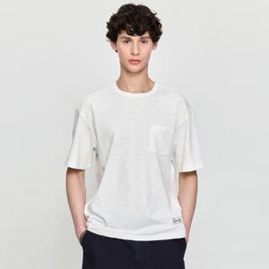 헤지스  25SS  남성 화이트 슬럽 릴랙스핏 크루넥 티셔츠 HZTS5B503WT