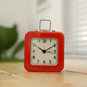 스퀘어 알람 탁상시계(레드) 스틸 책상 사무실 자명종