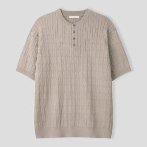 [리빌모아]남자 데일리 헨리넥 케이블 반팔 니트 SG5-KNH-Q002-