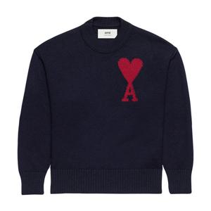 아미 빅 하트 로고 스웨터 네이비 UKS006 018 414