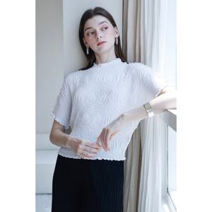 [요이츠]크리즈 지그재그 플리츠 블라우스_YJ05WNPBL15IV1