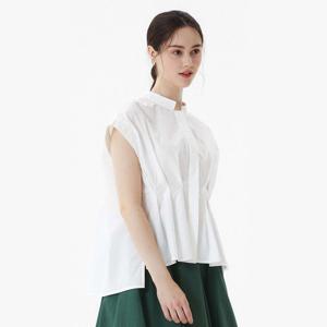 샵앤) 여성 차이나카라 앞핀턱 캡소매 블라우스 CL-WBL0370