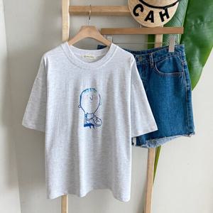 샵앤) 국산 여성 라운드넥 펫보이 여름 반팔 면 티셔츠 FJ-WSH-4596-M그레이