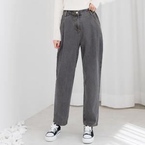 샵앤) 여성 핀턱 와이드 배기핏 청바지 데님 팬츠 WDM-WPT-HSSGWJ22D