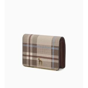 [헤지스ACC] 베이지 웨일즈체크 퍼피장식 반지갑 HIWA5F325I3