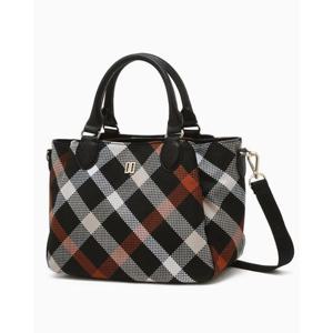 닥스골프 여성 블랙 체크 가죽 토트백DNGF5F956BA