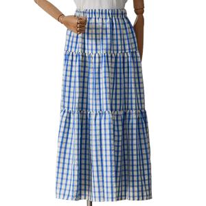 [포커스]체크 밴딩 티어드 치마  (FM5D3SK3196)