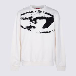 디젤 화이트 블랙 추상 프린트 크루넥 롱 슬리브 맨투맨 A13051