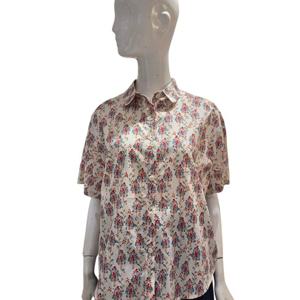 [에이비에프지]꽃다발 프린트 카라넥 반팔셔츠 AGNZ3NB48H