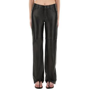 마이클코어스 하이 웨이스트 스트레이트 가죽 팬츠 MT530UWFAF