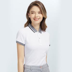 샵앤) 국산 여성 투톤줄 카라 반단추 반팔 골프티 SC-WSH-G0007