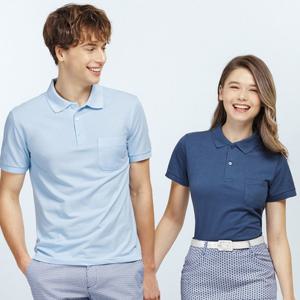 샵앤) 국산 여성 단추 반오픈 여름 무지 반팔 카라티 SC-WSH-K0041