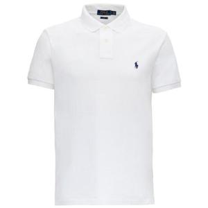 POLO RALPH LAUREN 로고가 있는 슬림핏 화이트 코튼 폴로셔츠 710548797001
