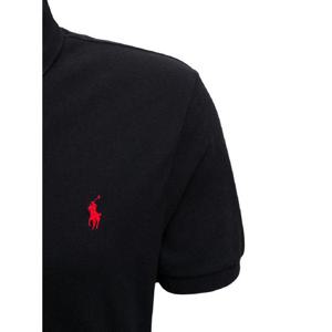 POLO RALPH LAUREN 로고 디테일 블랙 코튼 폴로셔츠 710795080006