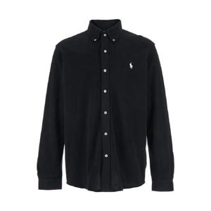POLO RALPH LAUREN Black Shirt with Button-Down Collar and Pony Embroidery on the Front in Cotton Man 710654408089