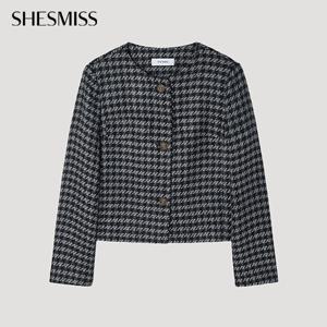 [쉬즈미스] 라운드넥 트위드 자켓_SWWJKP32100_GR