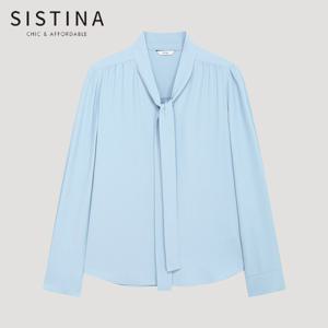 [SISTINA] 인기 셔링 타이넥 블라우스