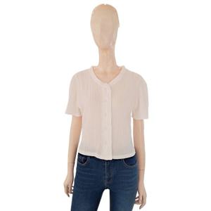 [숲]크롭 V넥 엠보 반팔 블라우스 SB6SS8Z