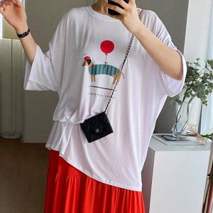 빅사이즈 506 레드벌룬찰랑유넥티셔츠 DRAU798