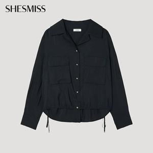 [쉬즈미스] 빅 포켓 스트링 셔츠_SWWSTP32070_BK