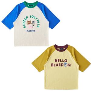 [블루독8-키즈] 택1 크림 블럭7부레글런티셔츠 간절기 반팔 티셔츠 두돌선물 초등학생 25A1533101