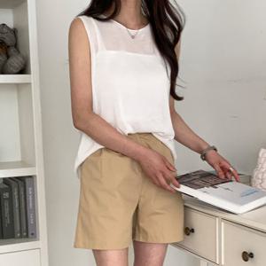 샵앤) 여성 돌돌이 민소매 여름 나시 무지 니트티셔츠 21DS-WKN-4617-화이트