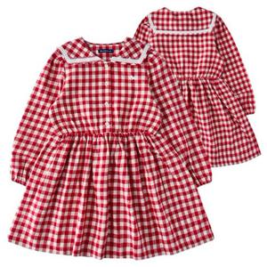 [블루독8-키즈] 레드 깅엄체크카라원피스 여아 스커트 치마 크리스마스 두돌선물 초등 25A1540050