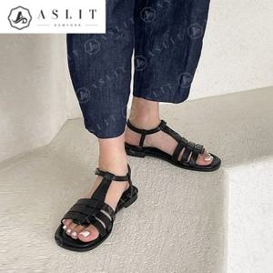 [애슬릿] 여성 슬림 T 스트랩 플랫 여름 샌들 1.5cm