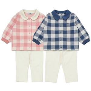 HP블루독베이비25년FW 빅체크큐트상하세트2종택1  45A13610010